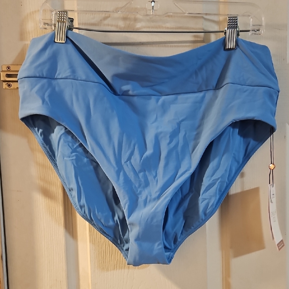 CALIA Wide Banded High Rise Swim Bottoms: TRANQUIL BLUE: NEW WITH TAGS: SZ XL